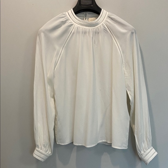 Sézane Utopie Silk Blouse Cream Ecru Long Sleeve EU 40 US 8 - Picture 5 of 16